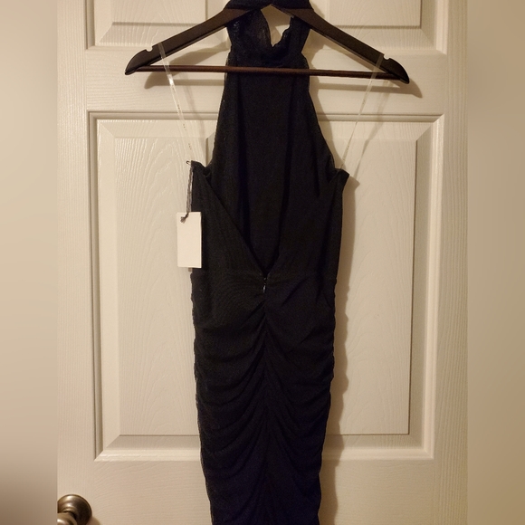 Black halter midi dress with ruching Size M - Picture 3 of 3